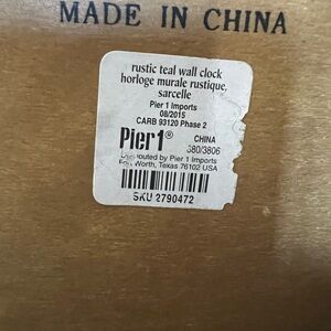 Pier 1 Rustic Teal Wall Clock